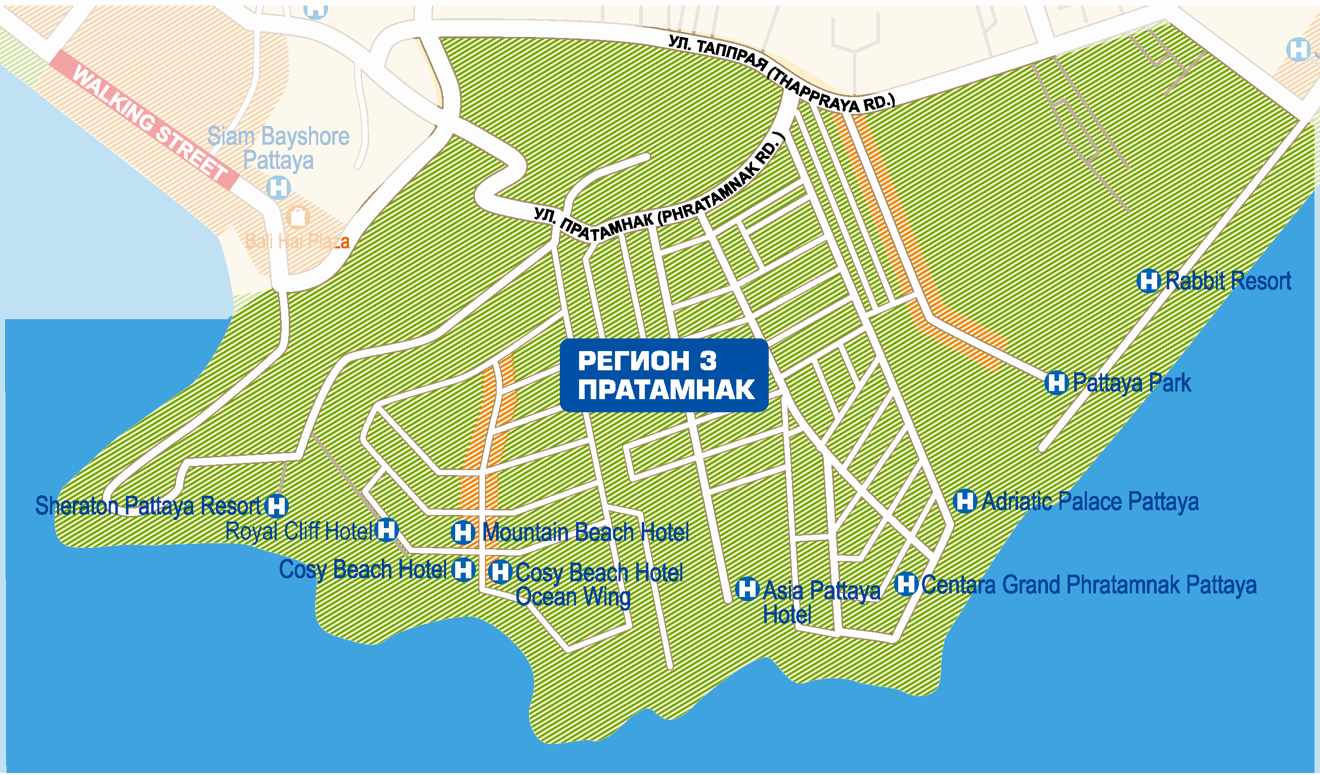 Карта Пратамнака с отелями