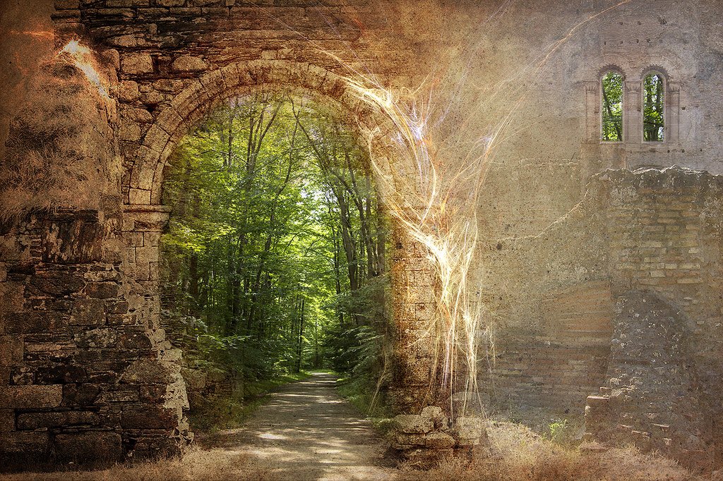 Небесная арка. Дверь в другой мир. Арка фэнтези. Волшебные ворота. Порталы в другие миры.