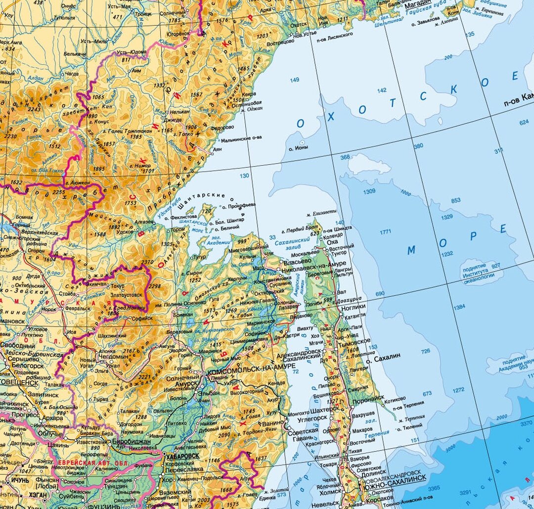 Географическая карта дальнего востока россии