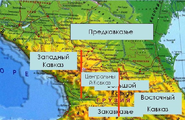 Где на карте находится центральная. Западный Кавказ на карте России. Предкавказье Закавказье большой Кавказ. Северный Кавказ на карте Предкавказье и большой Кавказ. Западный Кавказ карта на карте России.