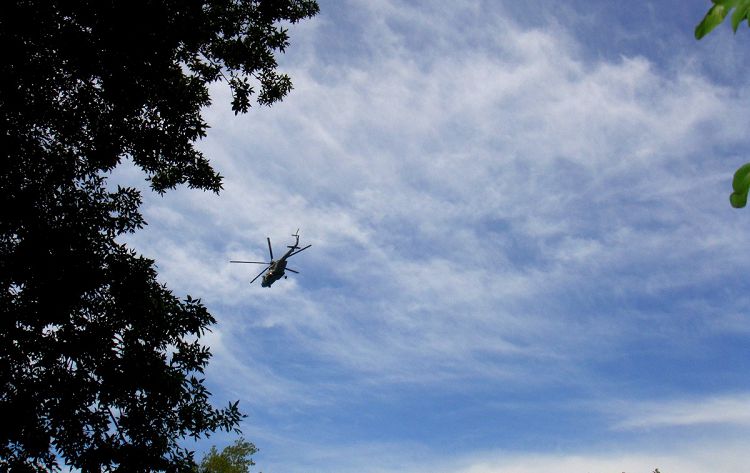 В небе над Агоем постоянно можно наблюдать летающие вертолеты
