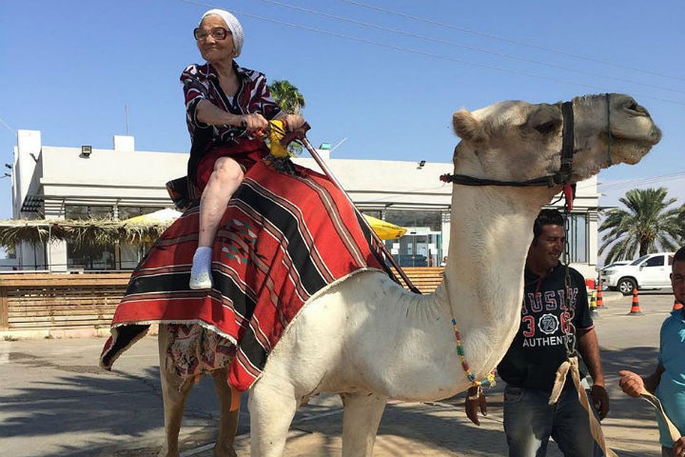 Баба Лена держится на верблюде, как заправский бедуин Фото: соцсети