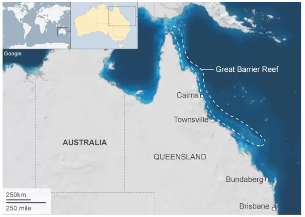 Где риф. Большой Барьерный риф на карте Австралии. Барьерный риф в Австралии на карте.