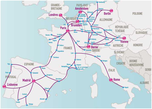 Схема железных дорог европы