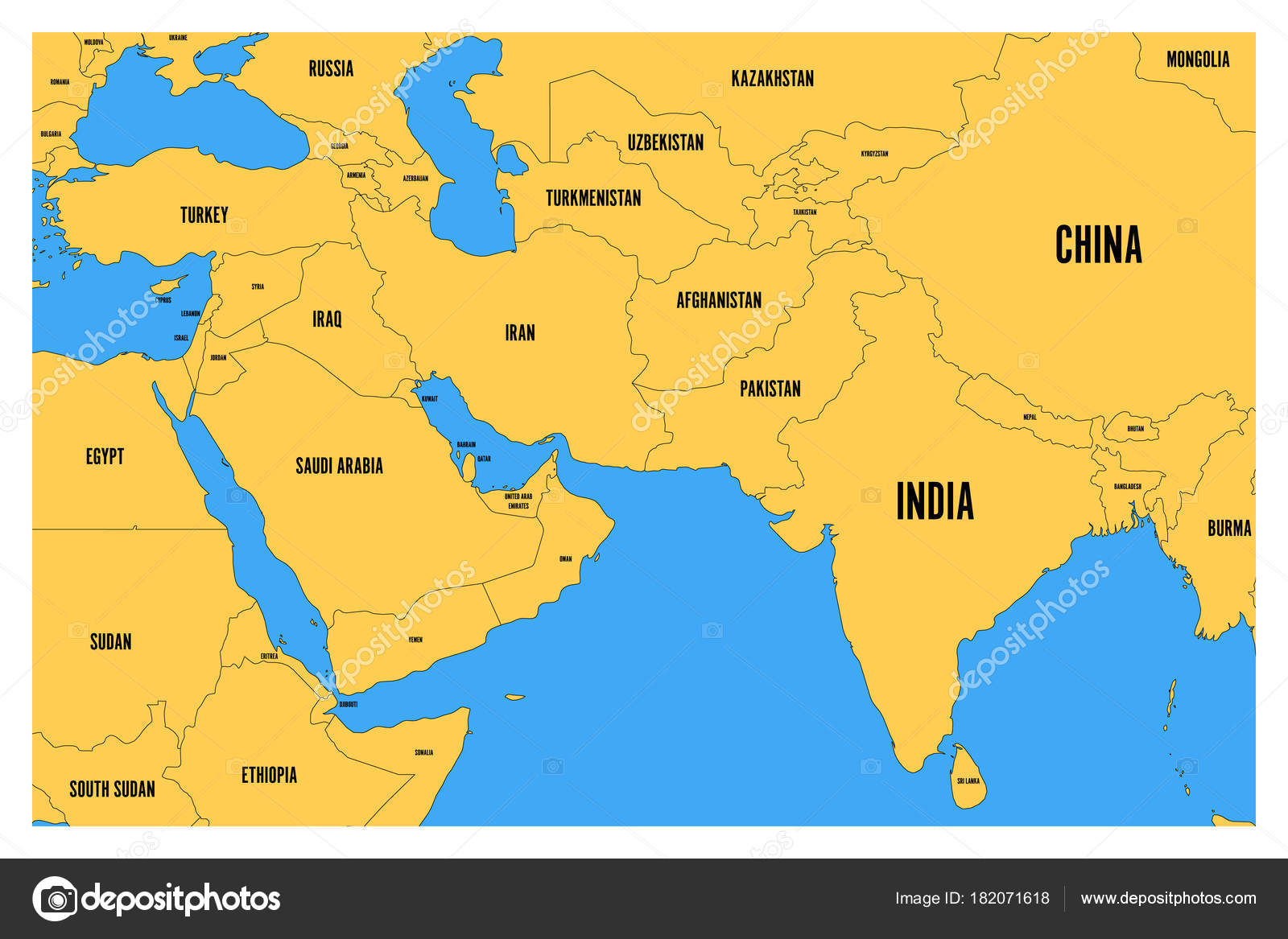Карта южного востока. Южная Азия и Ближний Восток карта. Восток средняя Азия. Политическая карта ближнего Востока и Южной Азии.
