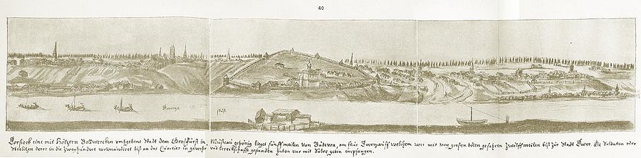 Панорама Торжка из альбома австрийского дипломата и путешественника XVII века Августина Мейерберга