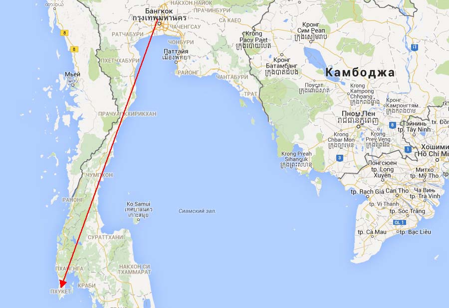Пхукет аэропорт расстояние. Паттайя и Бангкок на карте. Бангкок и Пхукет на карте. От Бангкока до Пхукета. Маршрут Бангкок Пхукет.