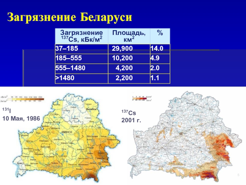 Карта радиоактивного загрязнения гомельской области