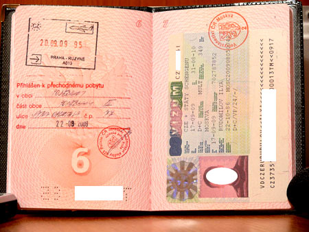 шенгенская виза в паспорте