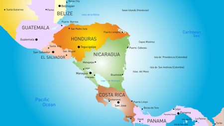Расположение стран Центральной Америки на карте