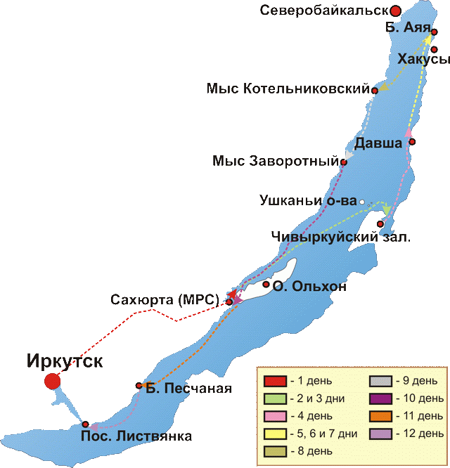 Карта байкала подробная с населенными