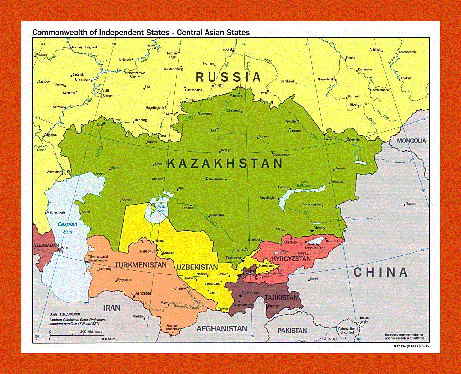 Карта центральной азии