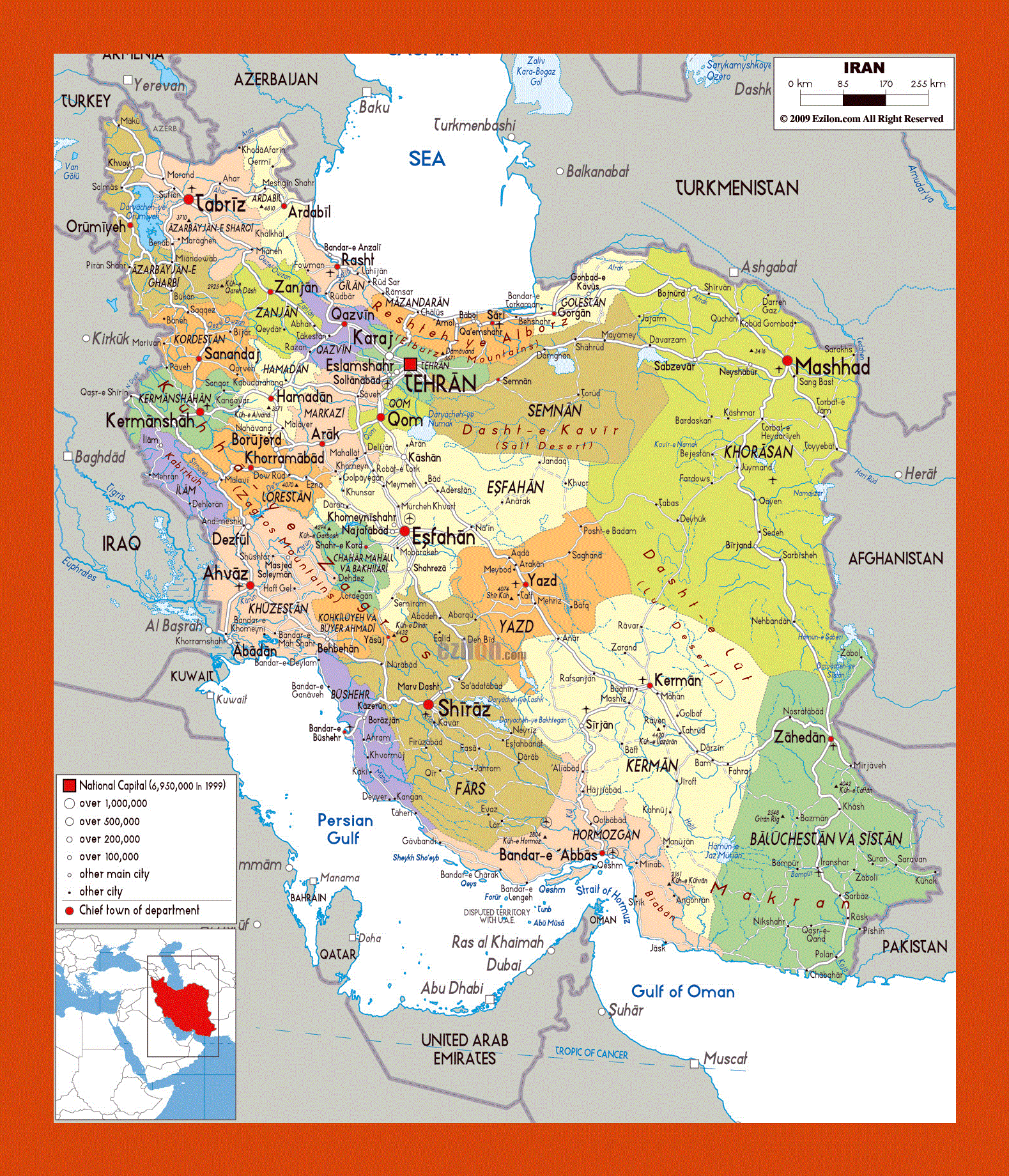 Карта ирана на карте мира со странами