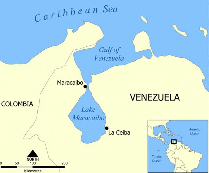Озеро Маракайбо на карте